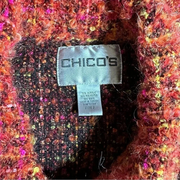 Chico’s size 2/12 burnt orange with multicolor tweed button down jacket - Picture 5 of 6
